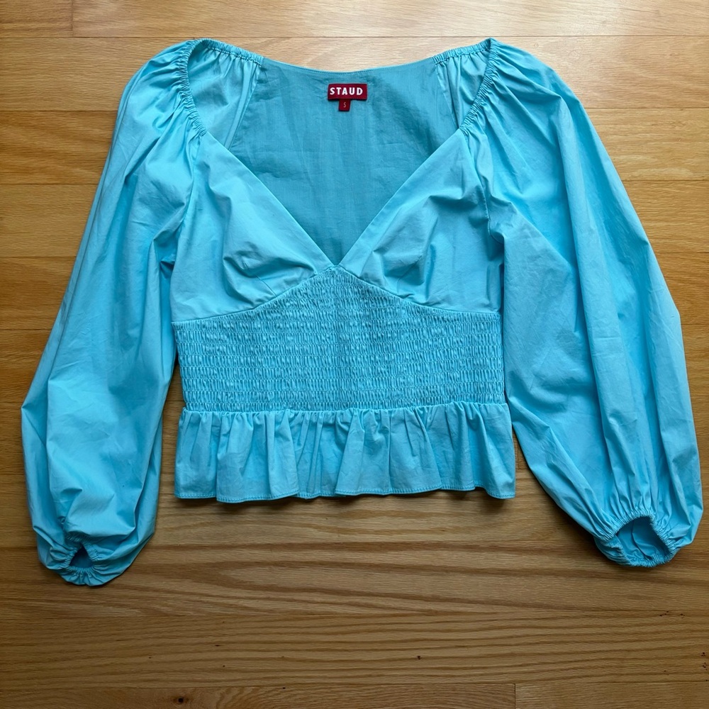 STAUD blue peplum top